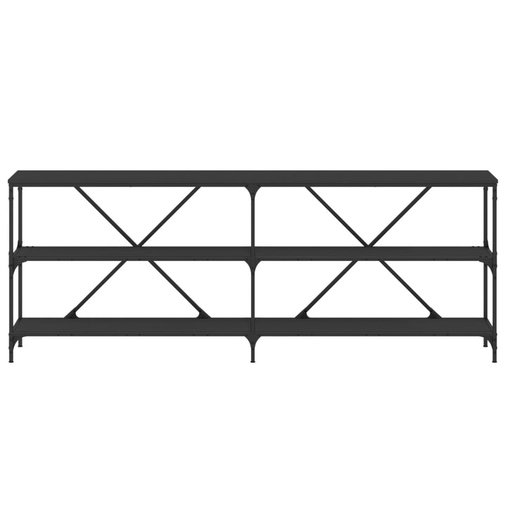 konsolbord 200x30x75 cm konstrueret træ og jern sort