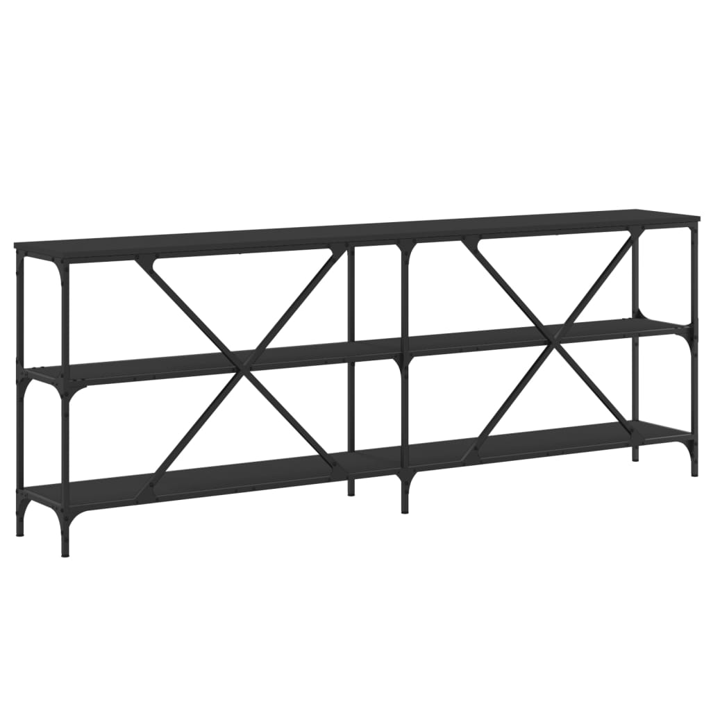 konsolbord 200x30x75 cm konstrueret træ og jern sort