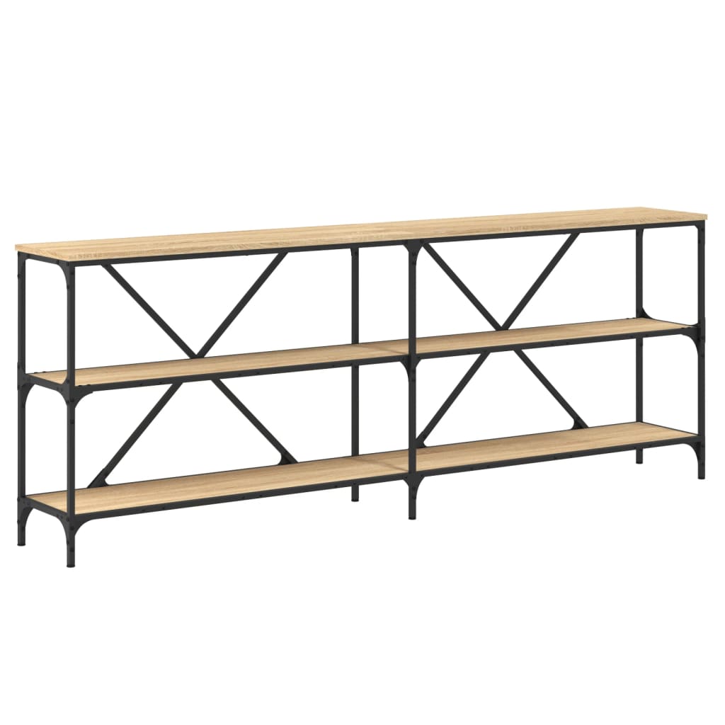 konsolbord 200x30x75 cm konstrueret træ og jern sonoma-eg