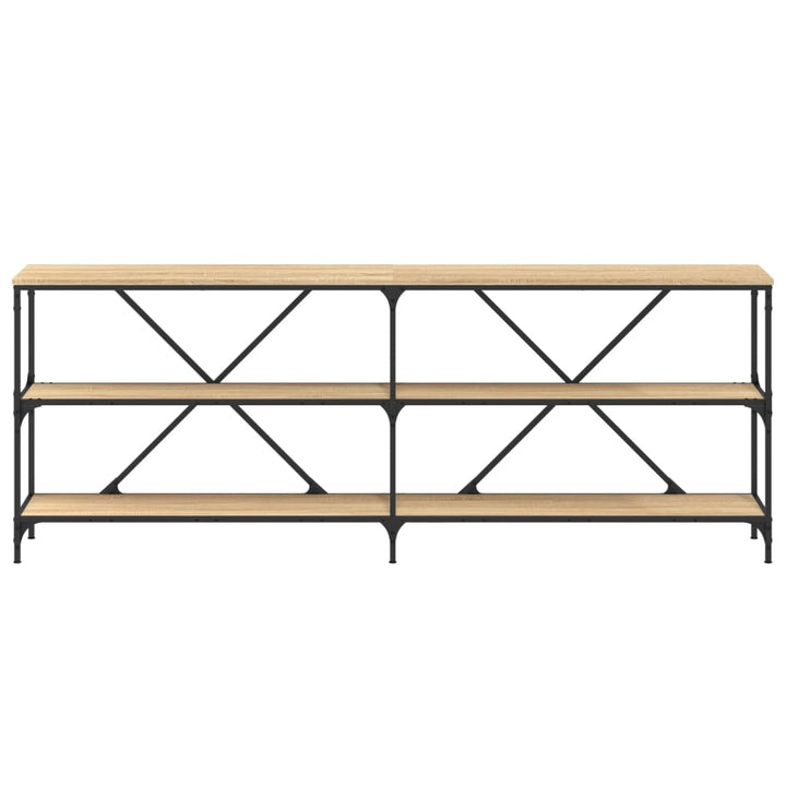 konsolbord 200x30x75 cm konstrueret træ og jern sonoma-eg