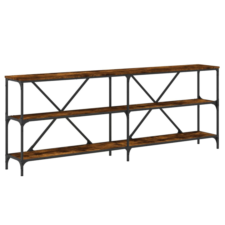 konsolbord 200x30x75 cm konstrueret træ og jern røget sonoma-eg