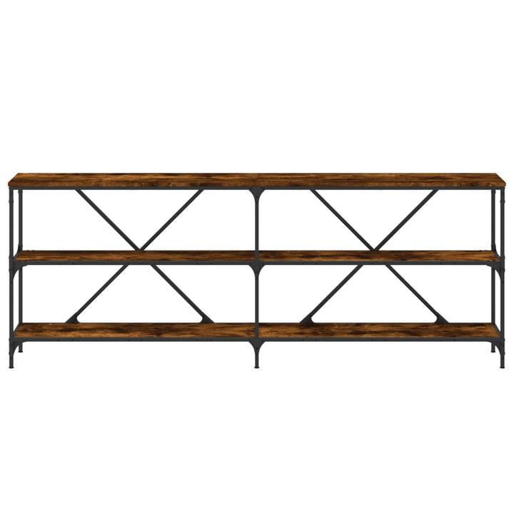 konsolbord 200x30x75 cm konstrueret træ og jern røget sonoma-eg