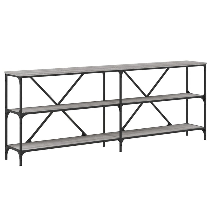 konsolbord 200x30x75 cm konstrueret træ og jern grå sonoma-eg