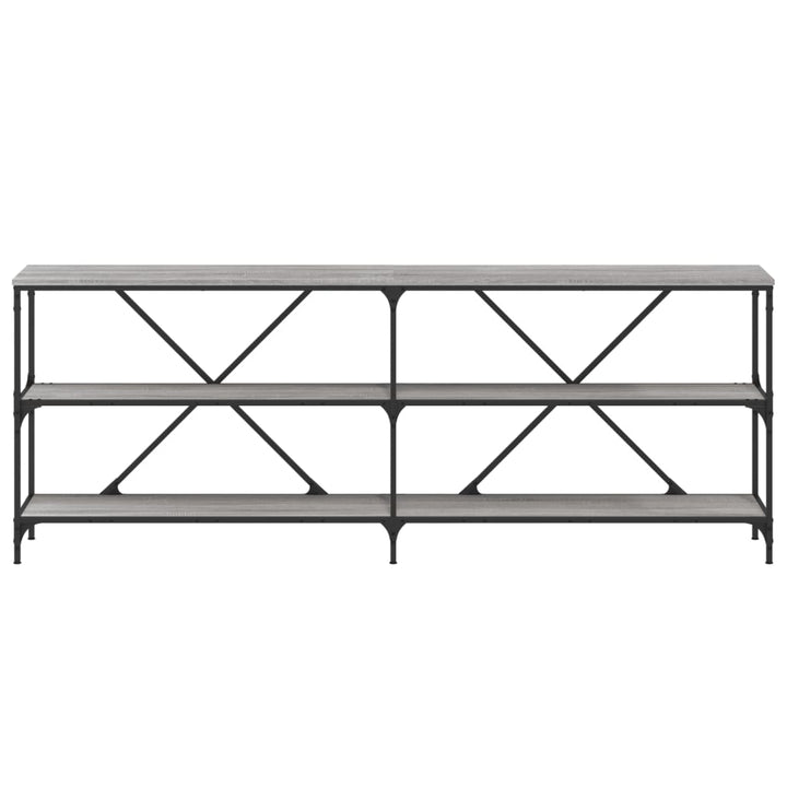 konsolbord 200x30x75 cm konstrueret træ og jern grå sonoma-eg