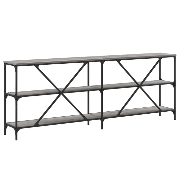 konsolbord 200x30x75 cm konstrueret træ og jern grå sonoma-eg