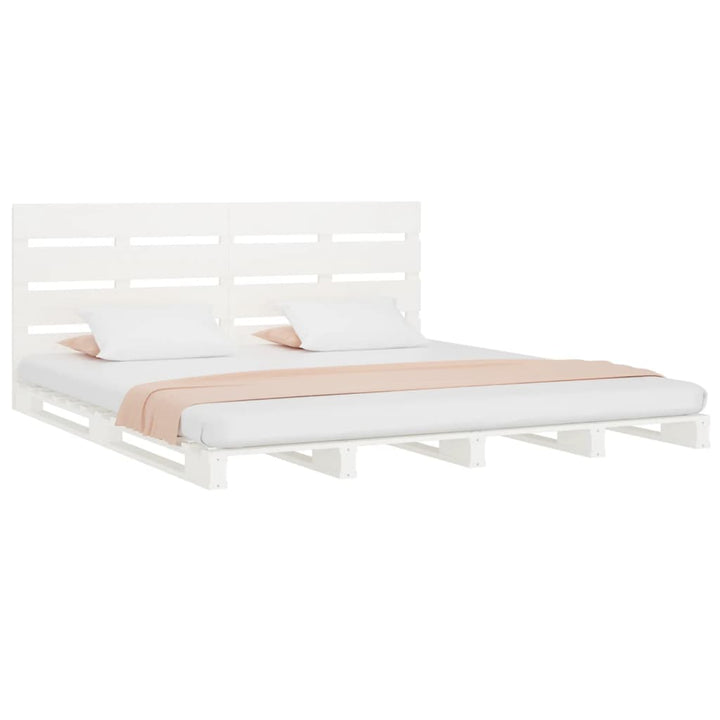 sengeramme uden madras 140x190 cm massivt fyrretræ hvid