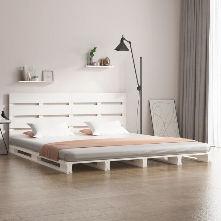sengeramme uden madras 140x190 cm massivt fyrretræ hvid