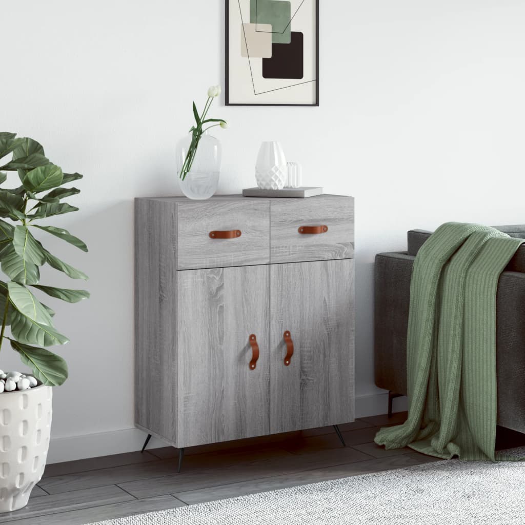 skænk 69,5x34x90 cm konstrueret træ grå sonoma-eg