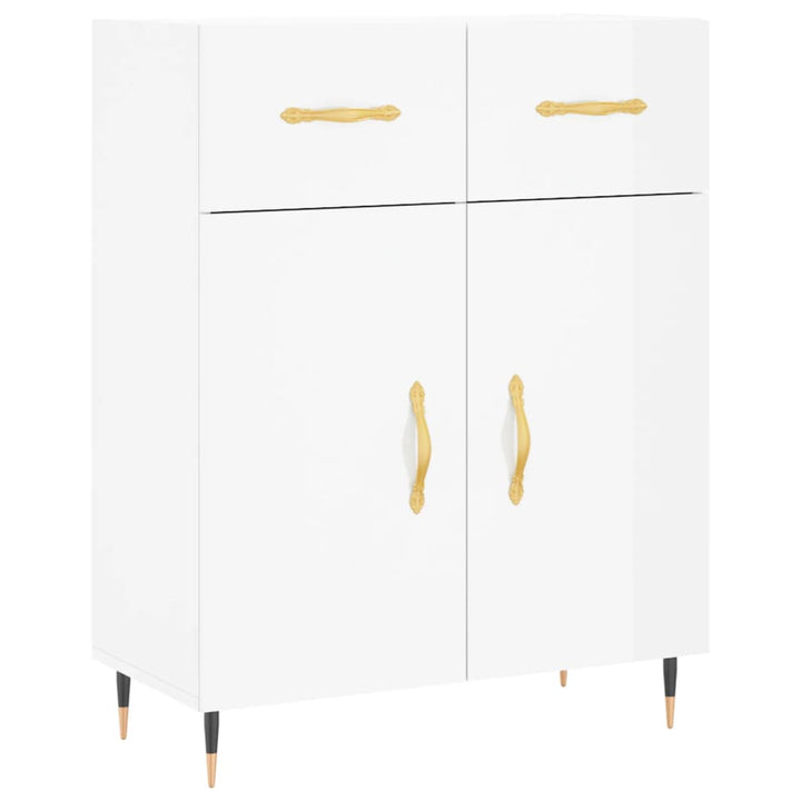 skænk 69,5x34x90 cm konstrueret træ hvid højglans