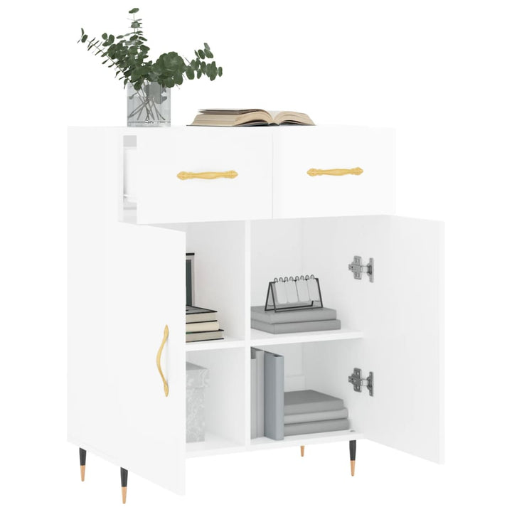 skænk 69,5x34x90 cm konstrueret træ hvid højglans