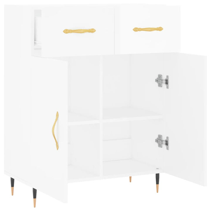 skænk 69,5x34x90 cm konstrueret træ hvid højglans