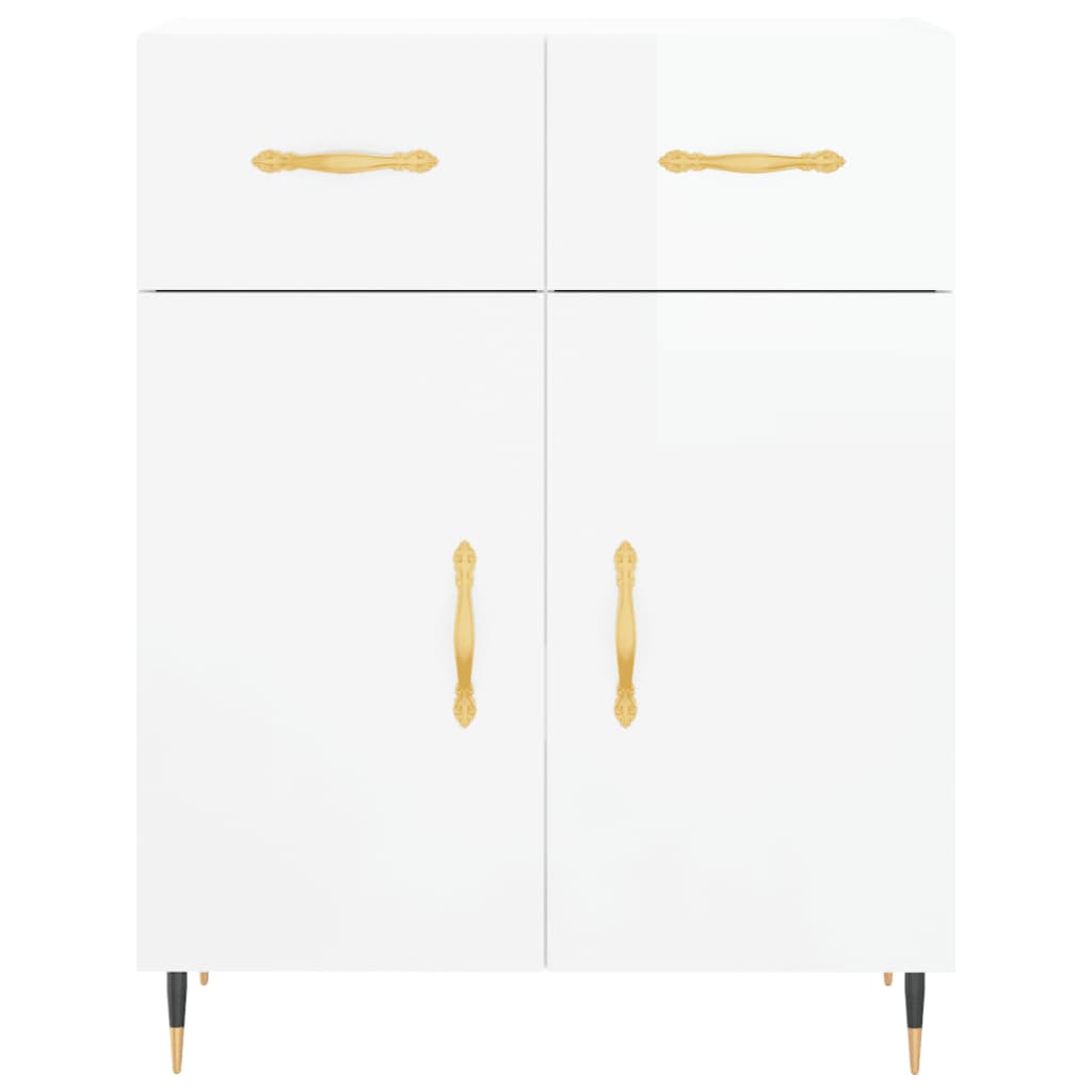 skænk 69,5x34x90 cm konstrueret træ hvid højglans