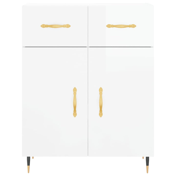skænk 69,5x34x90 cm konstrueret træ hvid højglans
