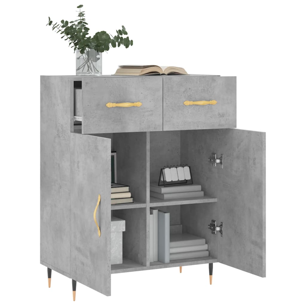 skænk 69,5x34x90 cm konstrueret træ betongrå