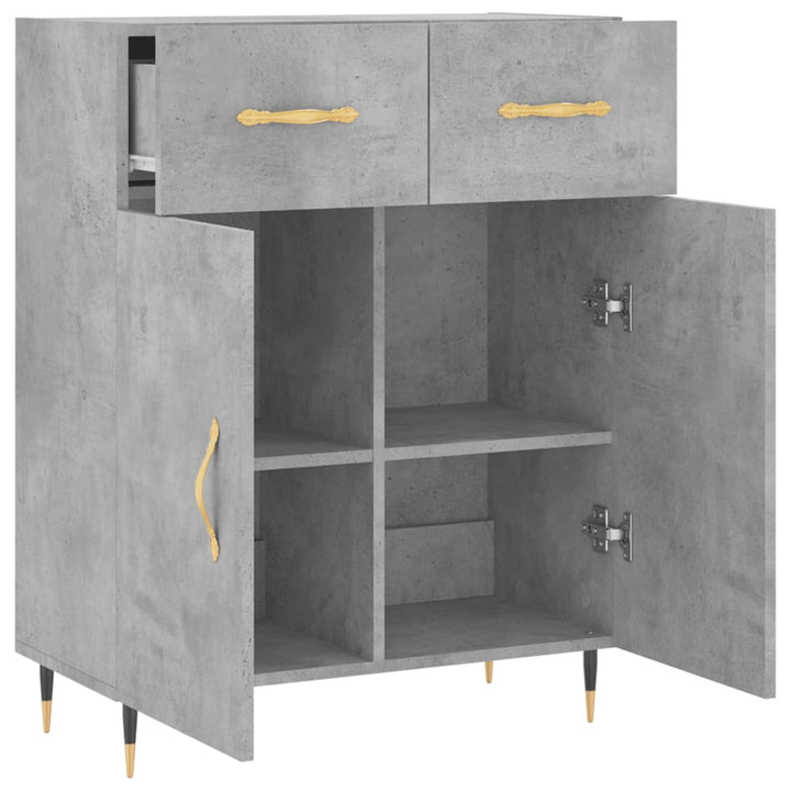 skænk 69,5x34x90 cm konstrueret træ betongrå