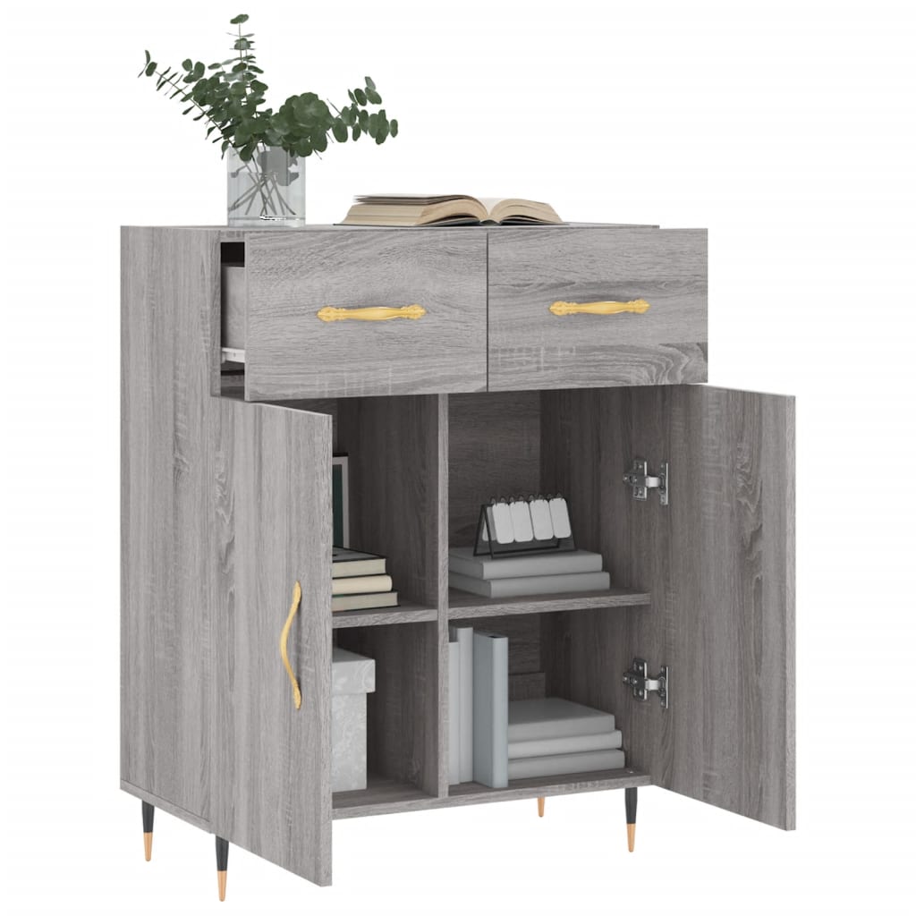 skænk 69,5x34x90 cm konstrueret træ grå sonoma-eg
