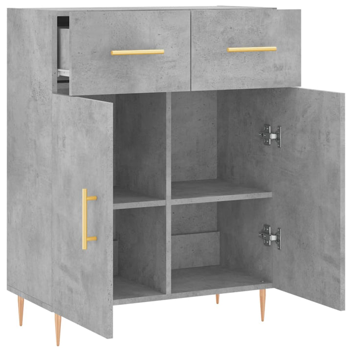 skænk 69,5x34x90 cm konstrueret træ betongrå