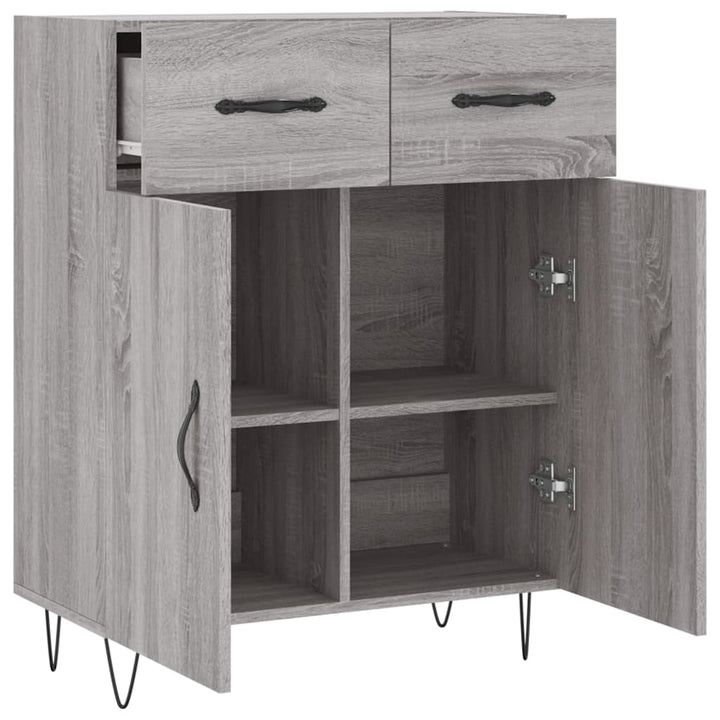 skænk 69,5x34x90 cm konstrueret træ grå sonoma-eg