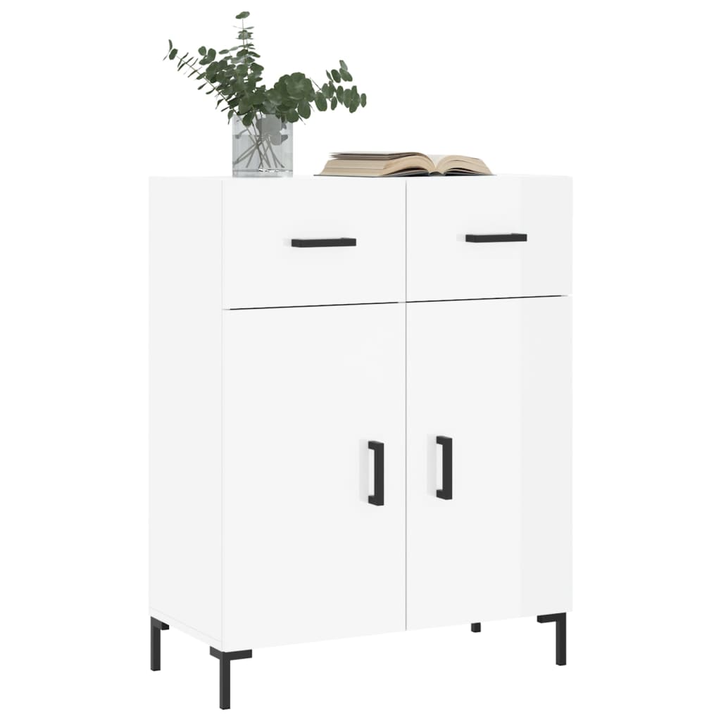 skænk 69,5x34x90 cm konstrueret træ hvid højglans