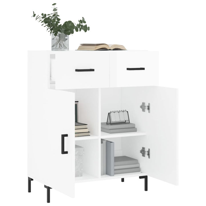skænk 69,5x34x90 cm konstrueret træ hvid højglans
