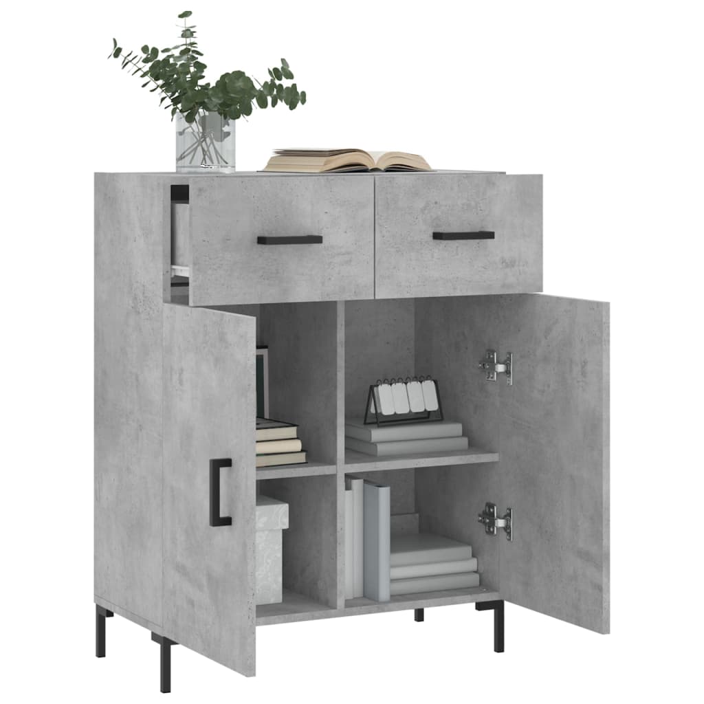 skænk 69,5x34x90 cm konstrueret træ betongrå