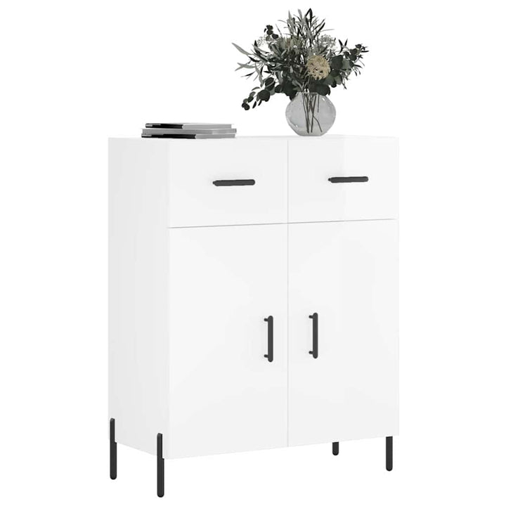 skænk 69,5x34x90 cm konstrueret træ hvid højglans