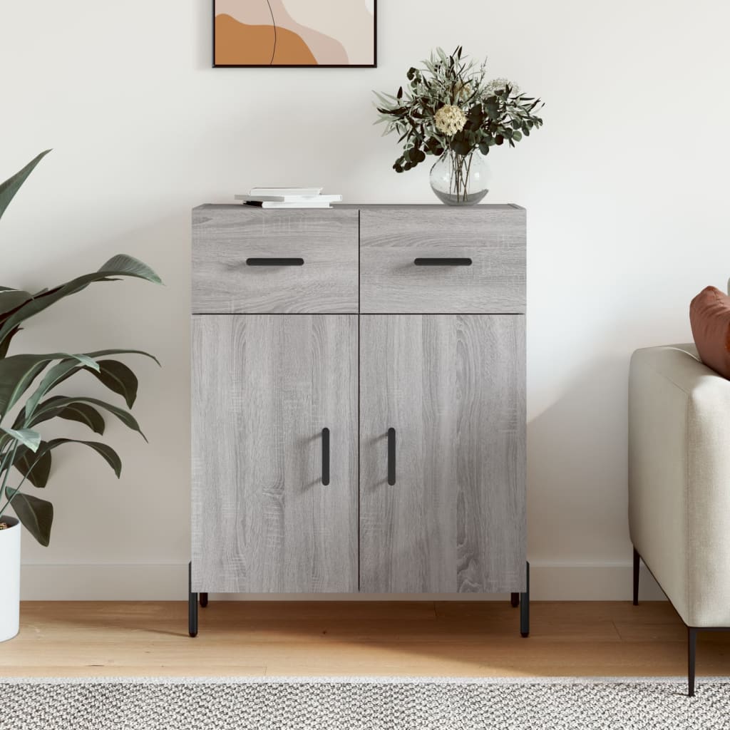 skænk 69,5x34x90 cm konstrueret træ grå sonoma-eg