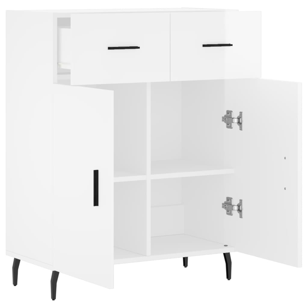 skænk 69,5x34x90 cm konstrueret træ hvid højglans
