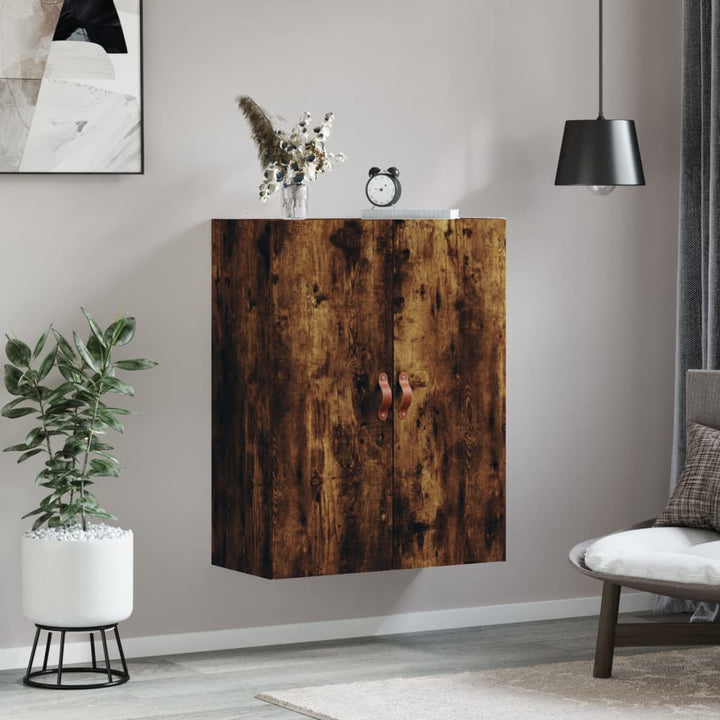 væghængt skab 69,5x34x90 cm konstrueret træ røget sonoma-eg