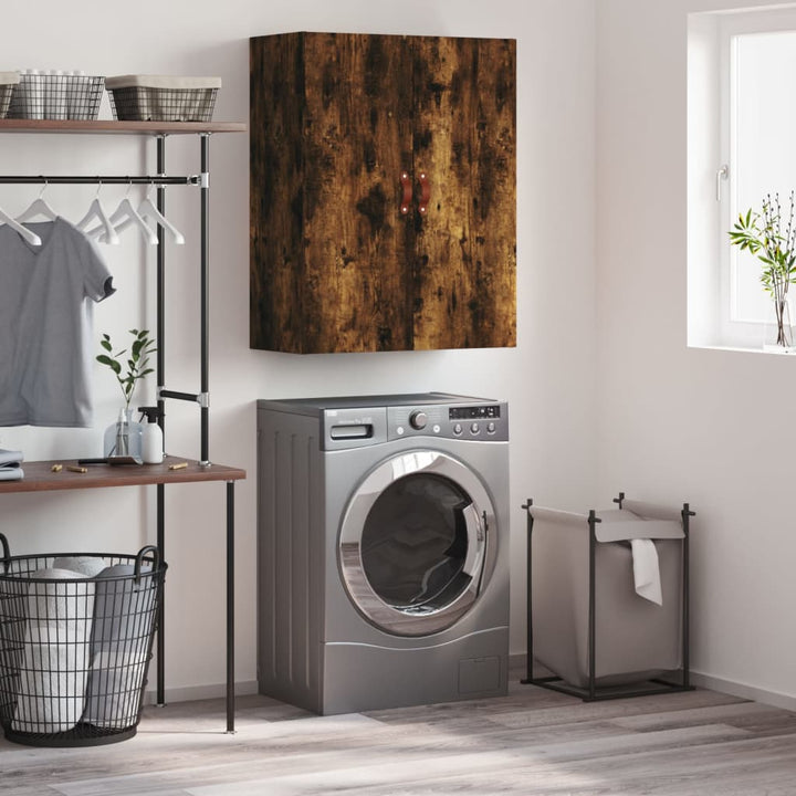 væghængt skab 69,5x34x90 cm konstrueret træ røget sonoma-eg