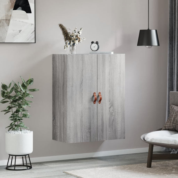 væghængt skab 69,5x34x90 cm konstrueret træ grå sonoma-eg