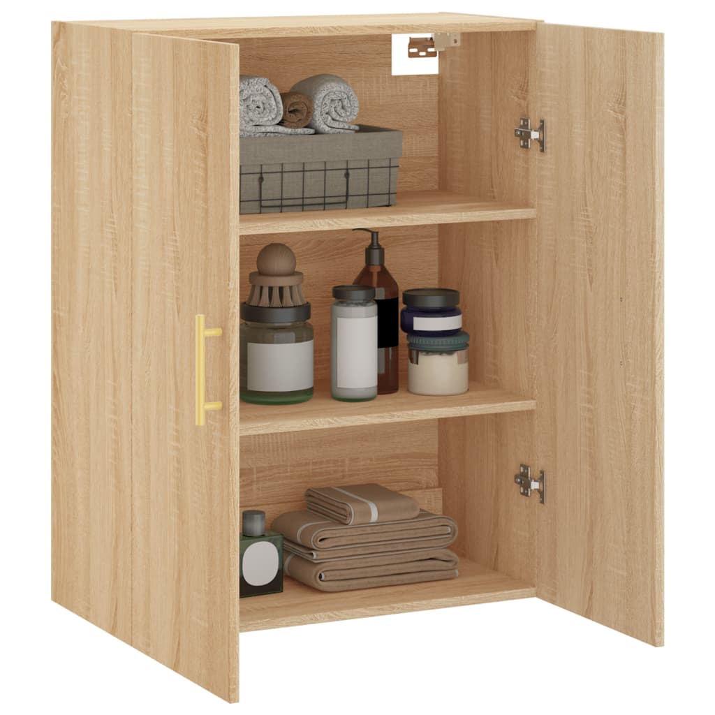 væghængt skab 69,5x34x90 cm konstrueret træ sonoma-eg