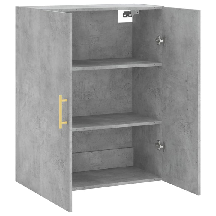væghængt skab 69,5x34x90 cm konstrueret træ betongrå