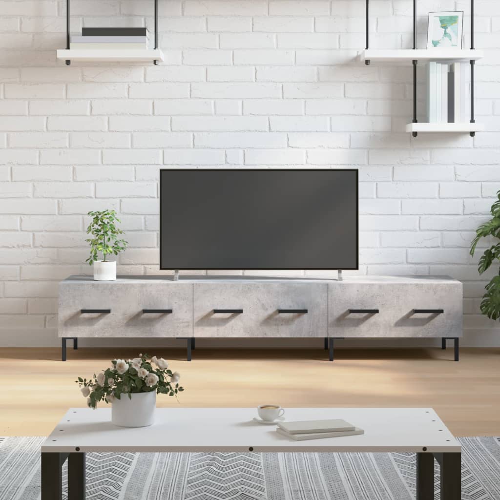 tv-bord 150x36x30 cm konstrueret træ betongrå