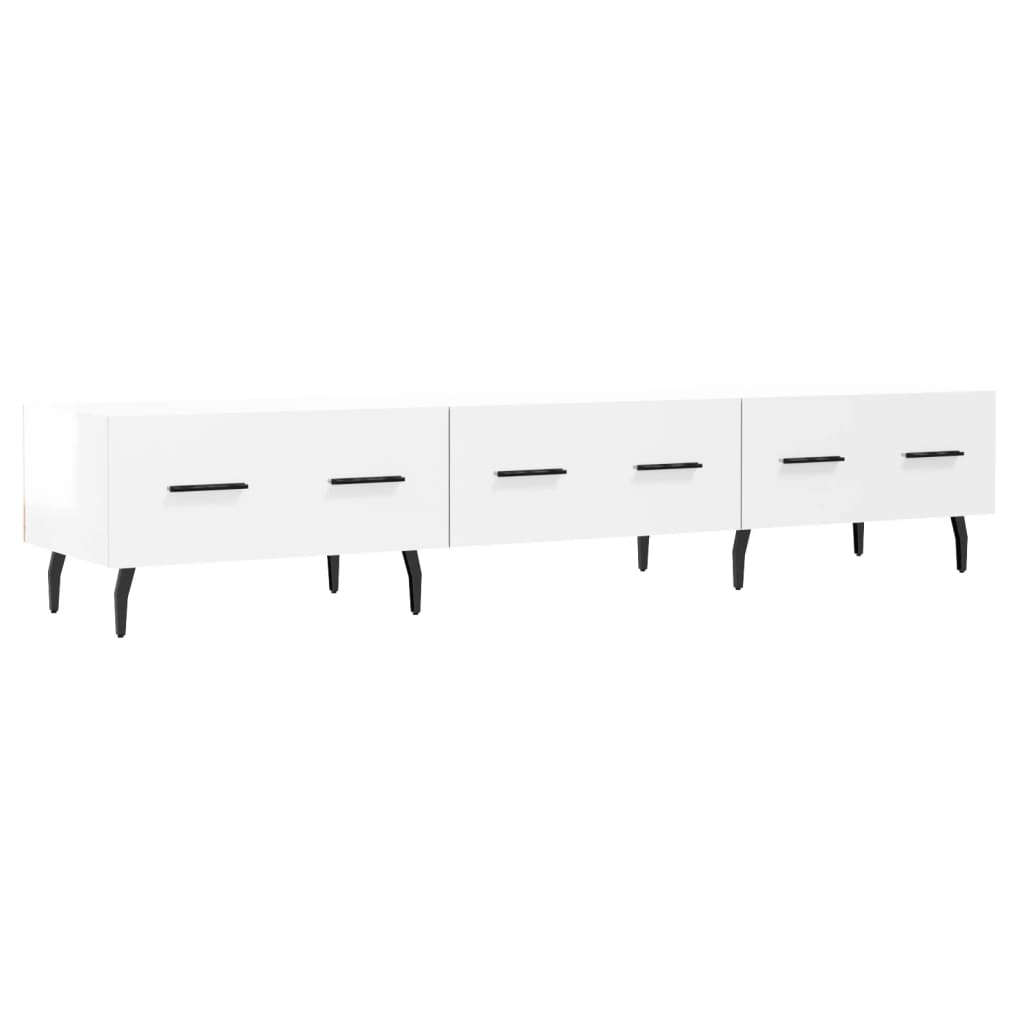 tv-bord 150x36x30 cm konstrueret træ hvid højglans