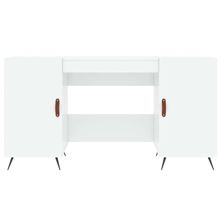 skrivebord 140x50x75 cm konstrueret træ hvid højglans