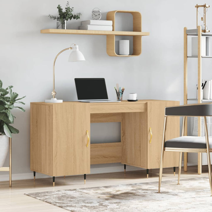 skrivebord 140x50x75 cm konstrueret træ sonoma-eg
