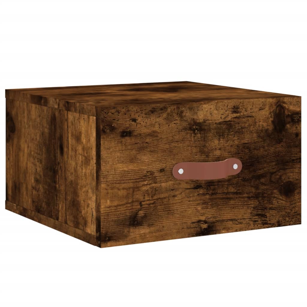 væghængte sengeborde 2 stk. 35x35x20 cm røget egetræsfarve