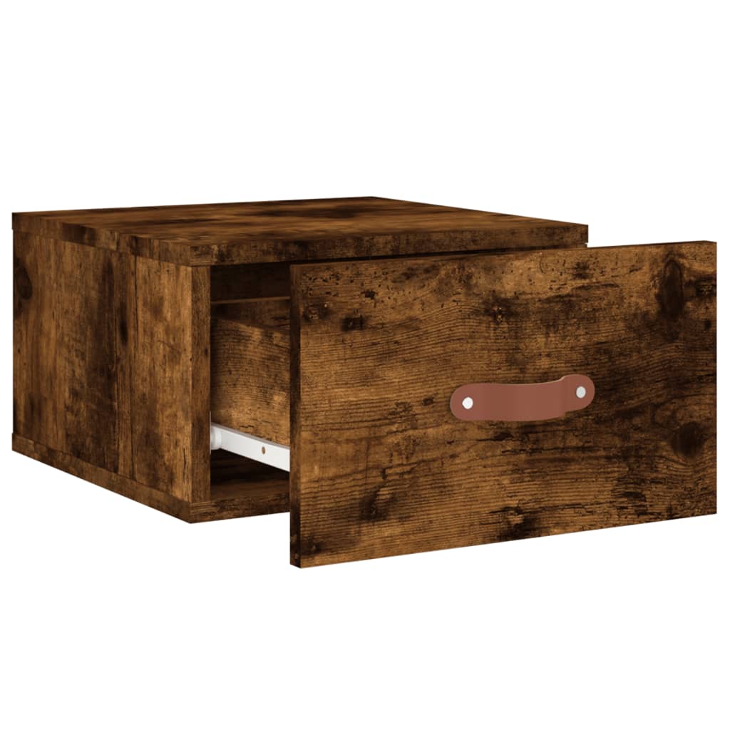 væghængte sengeborde 2 stk. 35x35x20 cm røget egetræsfarve