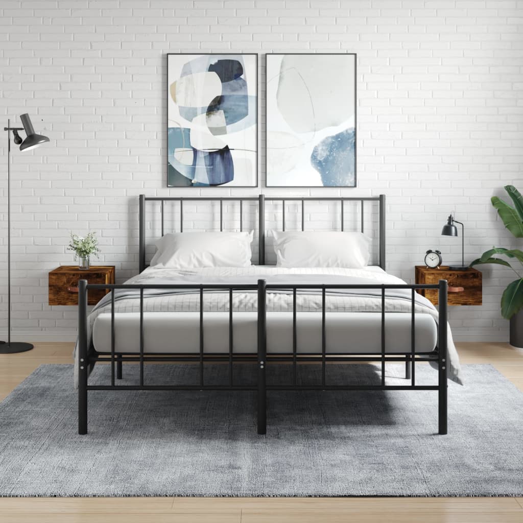 væghængte sengeborde 2 stk. 35x35x20 cm røget egetræsfarve