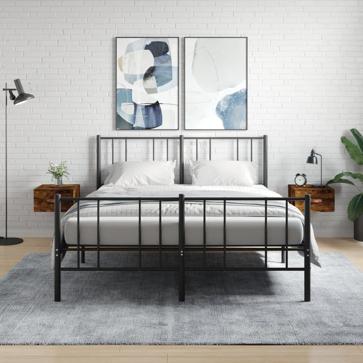 væghængte sengeborde 2 stk. 35x35x20 cm røget egetræsfarve