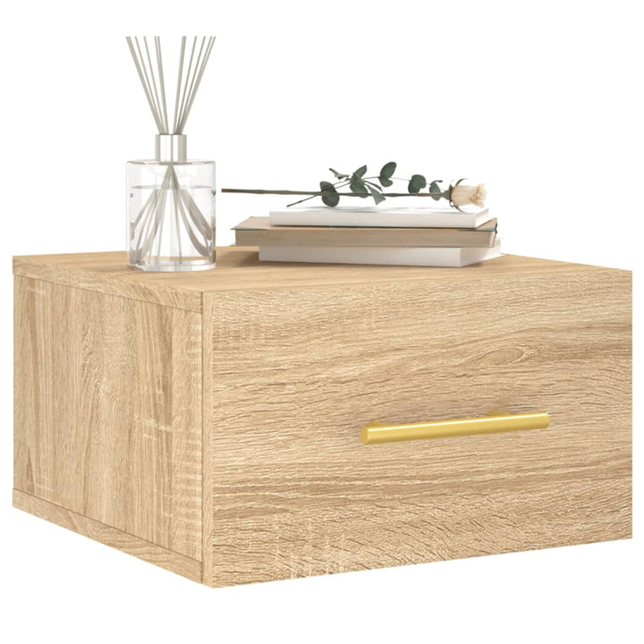 væghængte sengeborde 2 stk. 35x35x20 cm sonoma-eg