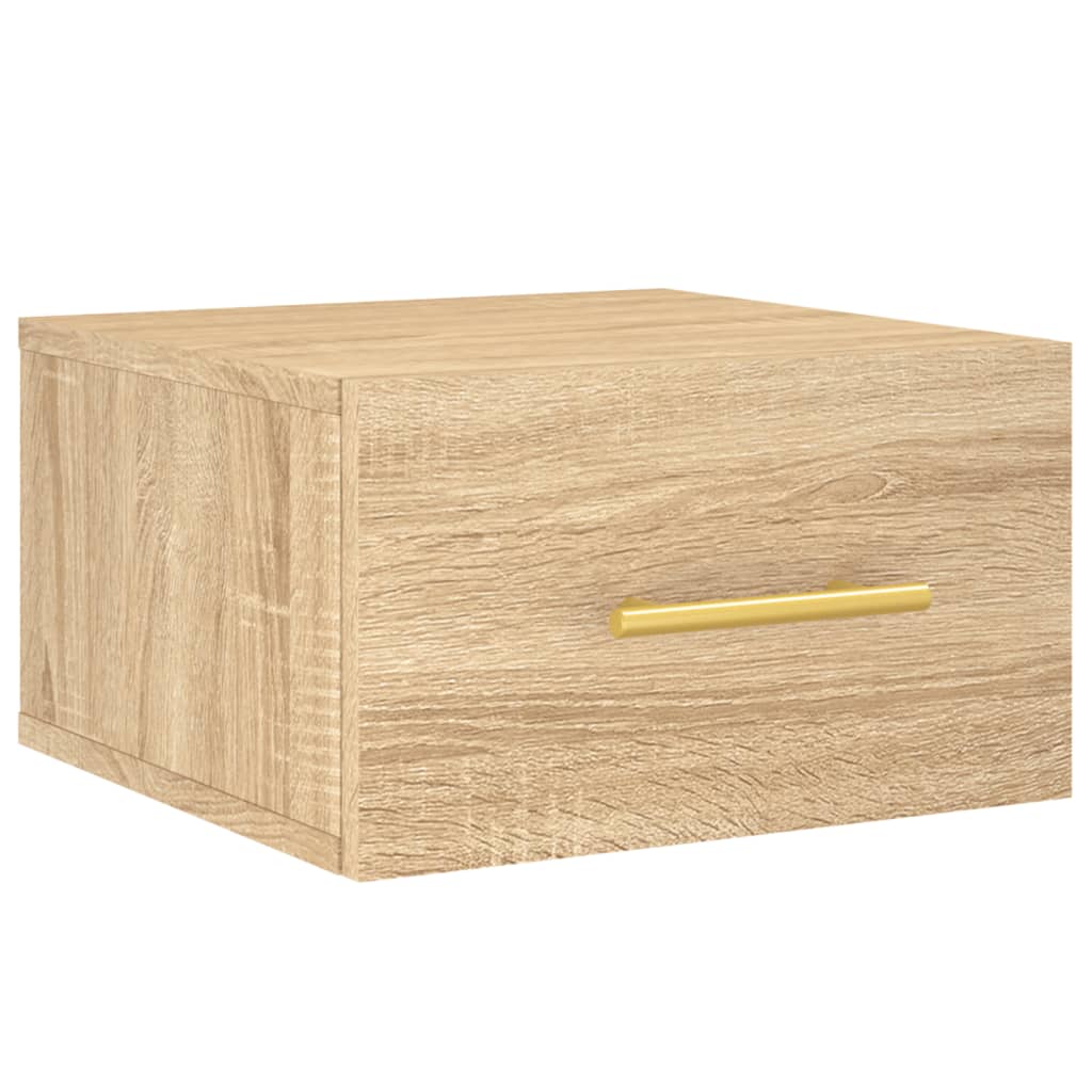 væghængte sengeborde 2 stk. 35x35x20 cm sonoma-eg