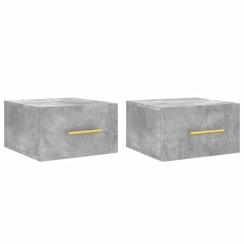 væghængte sengeborde 2 stk. 35x35x20 cm betongrå