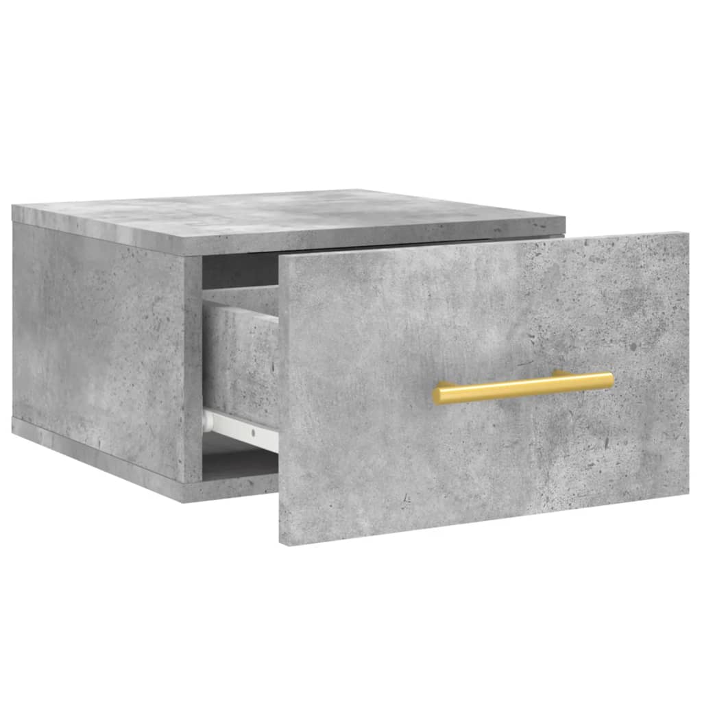 væghængte sengeborde 2 stk. 35x35x20 cm betongrå