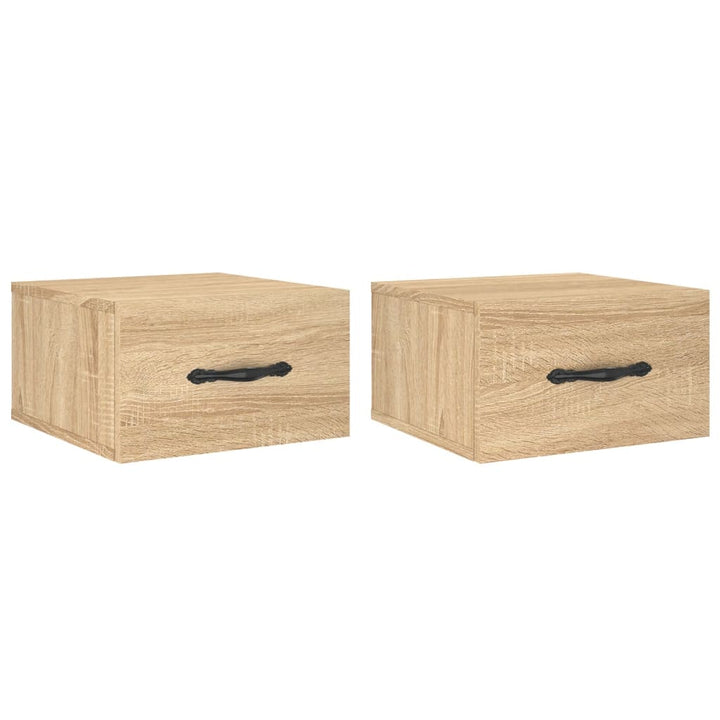 væghængte sengeborde 2 stk. 35x35x20 cm sonoma-eg