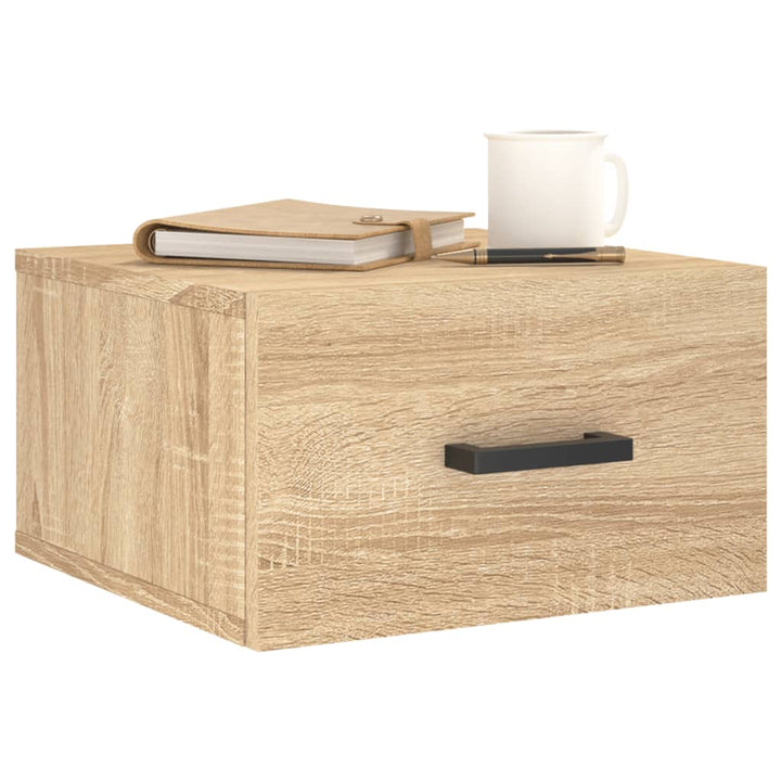 væghængte sengeborde 2 stk. 35x35x20 cm sonoma-eg