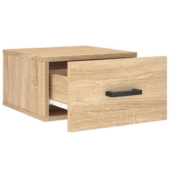 væghængte sengeborde 2 stk. 35x35x20 cm sonoma-eg