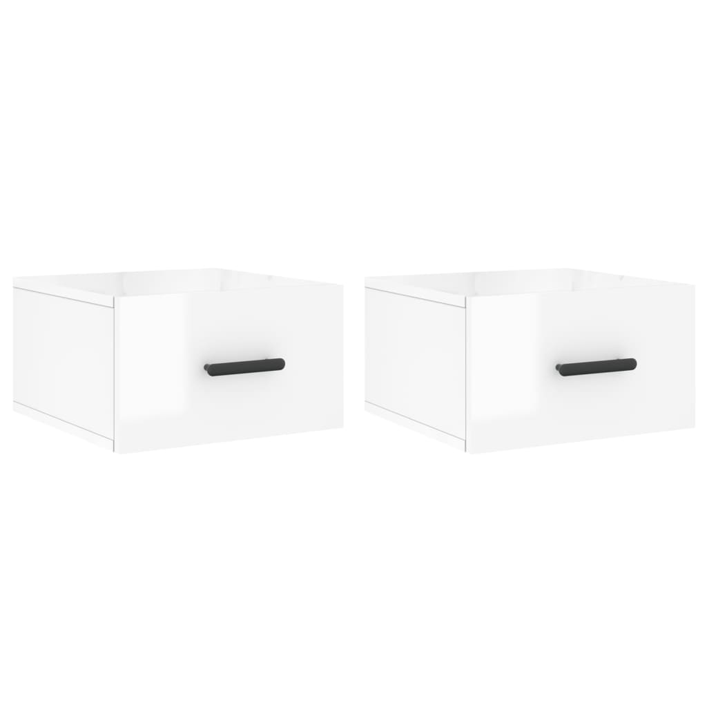 væghængte sengeborde 2 stk. 50x36x25 cm hvid højglans