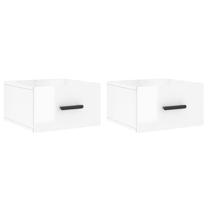 væghængte sengeborde 2 stk. 50x36x25 cm hvid højglans
